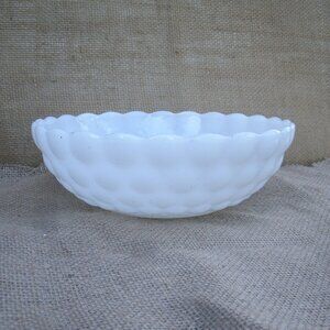 Vintage Anchor Hocking Bubble Pattern Milk Glass Bowl